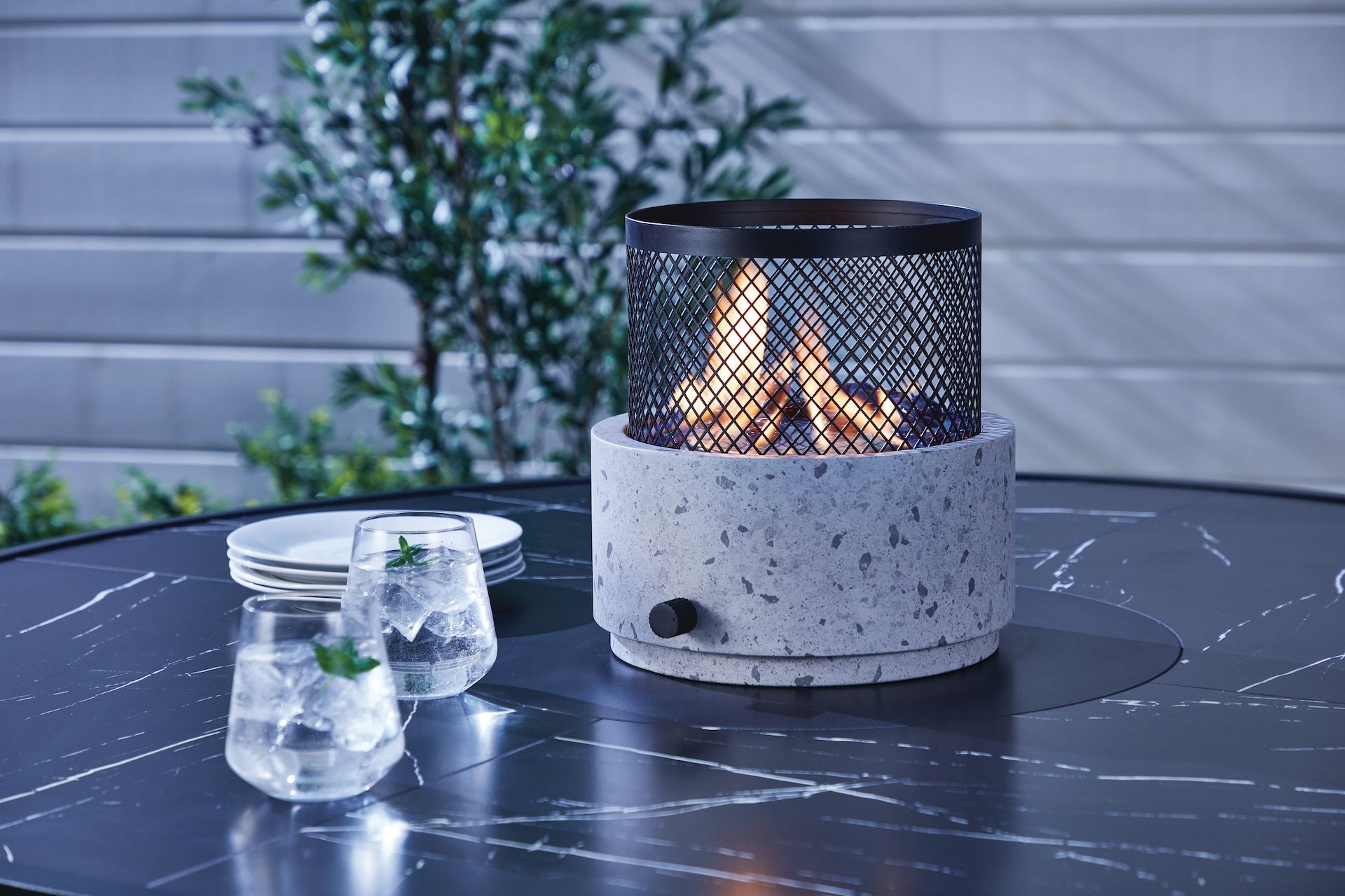 CANVAS Cinder Round Outdoor Tabletop Gas Fire Pit, 11,000 BTU