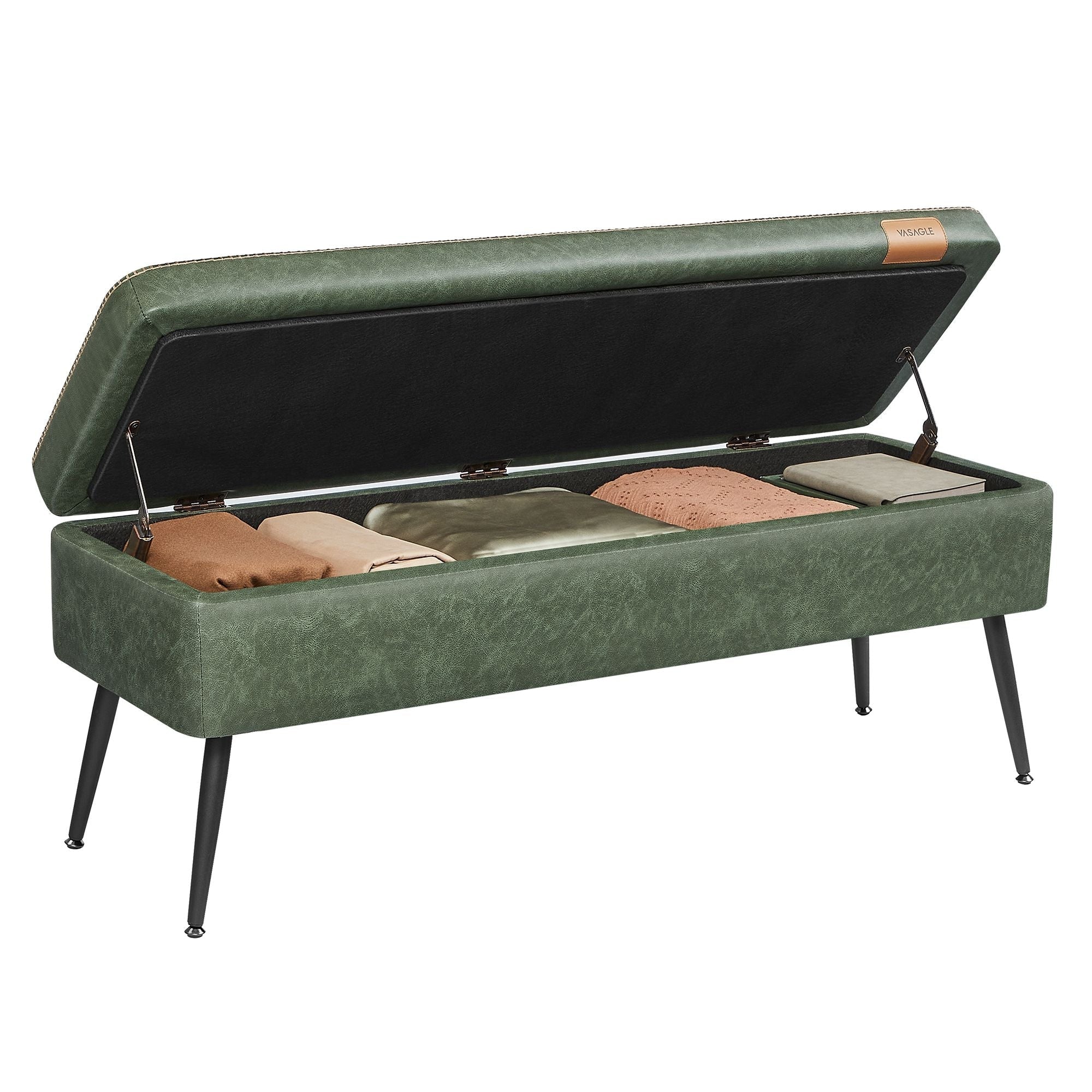 Songmics Home Modern Forest Green Ottoman Storage Bench
