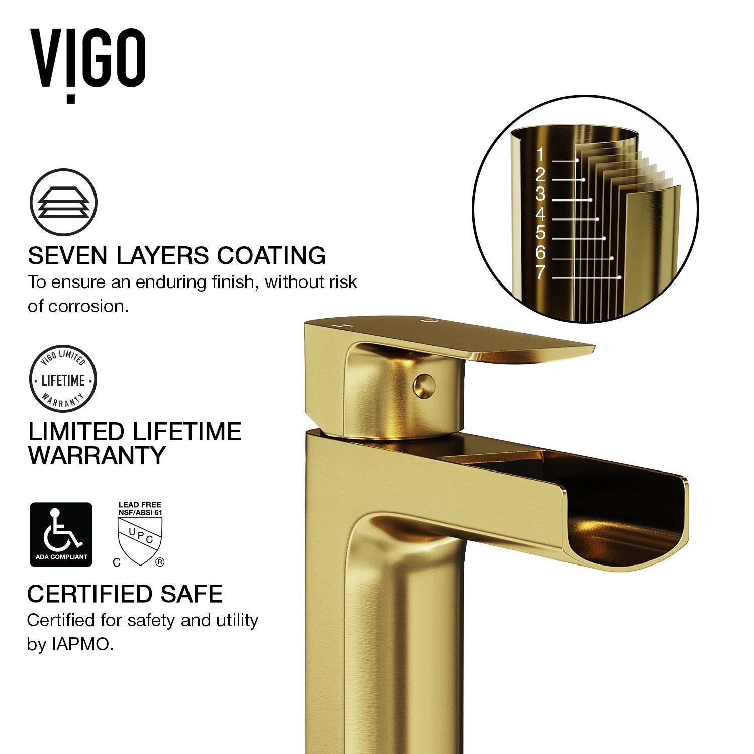 VIGO Amada Single Handle Vessel Sink Bathroom Faucet, Matte Brushed Gold