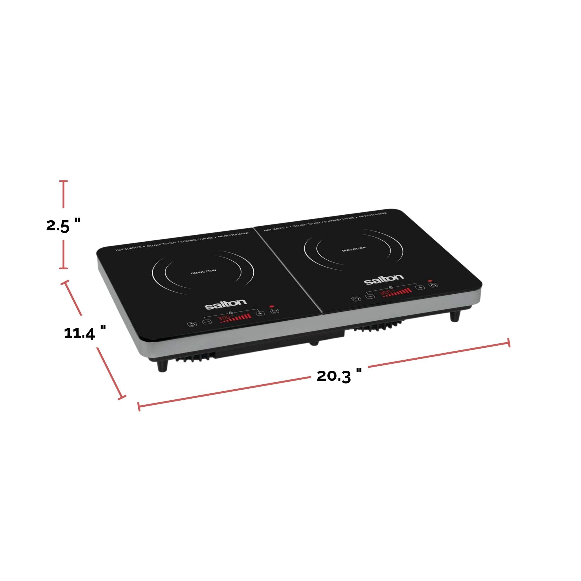 Salton Double Induction Cooktop, LED Display & Touch control with 10 Power Settings