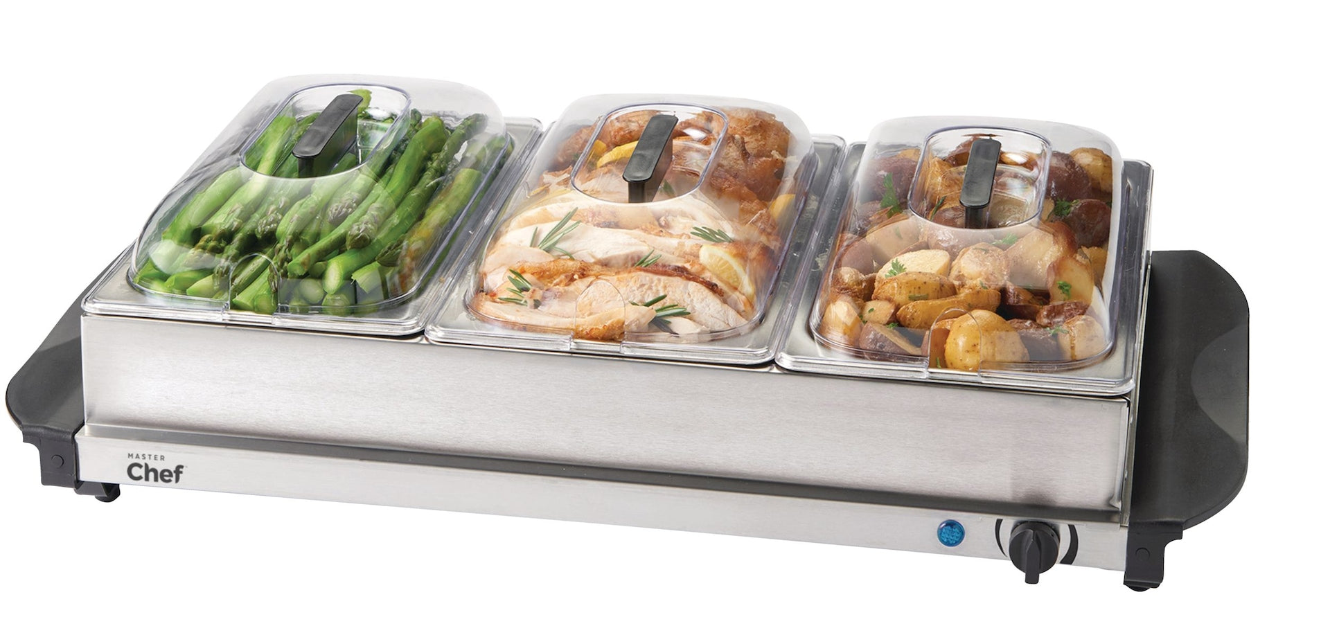 MASTER Chef 3-Tier Buffet Server/Food Warmer with Warming Tray, Stainless Steel, 300W
