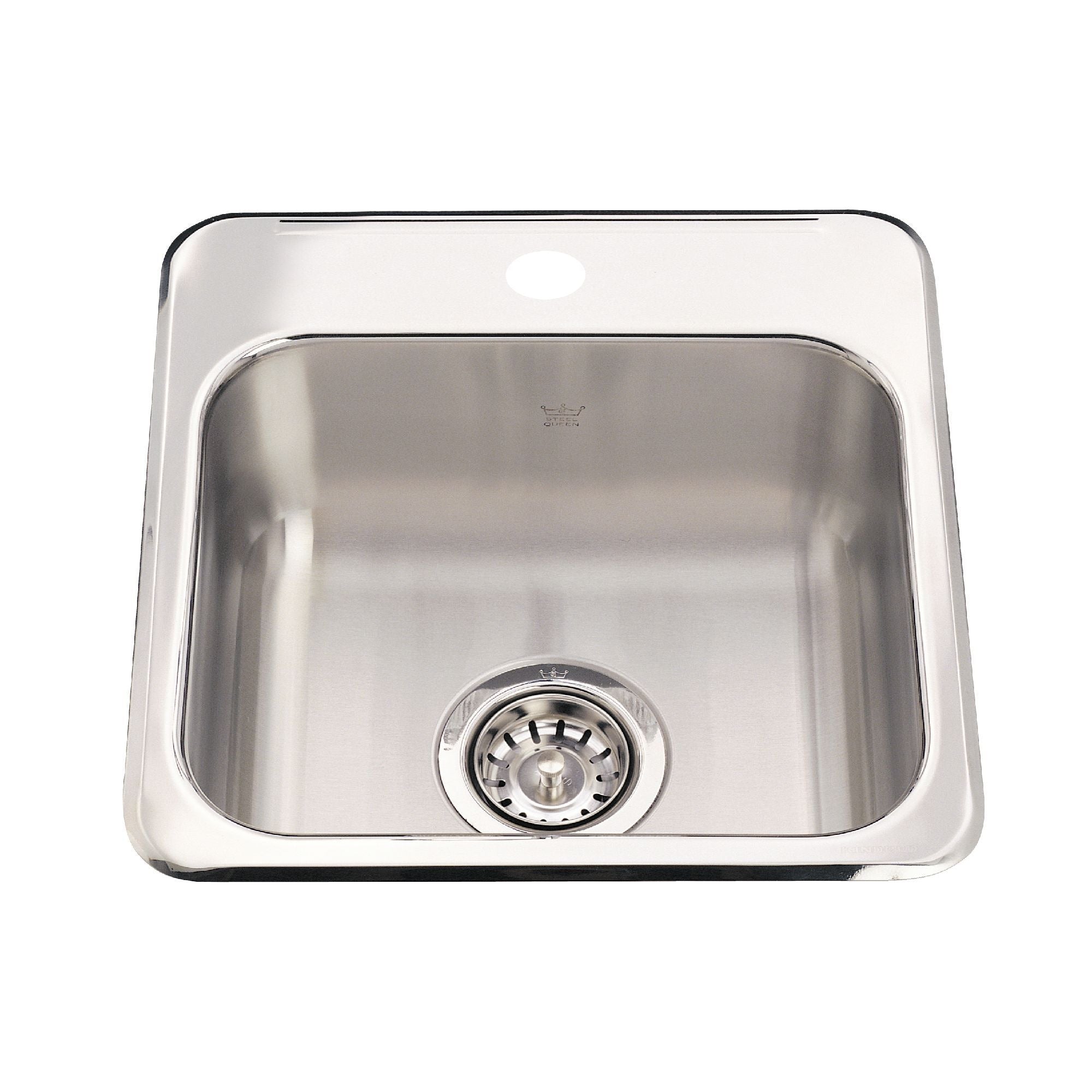 Steel Queen Drop-In 1-Hole Stainless Steel Sink, 15x15-in