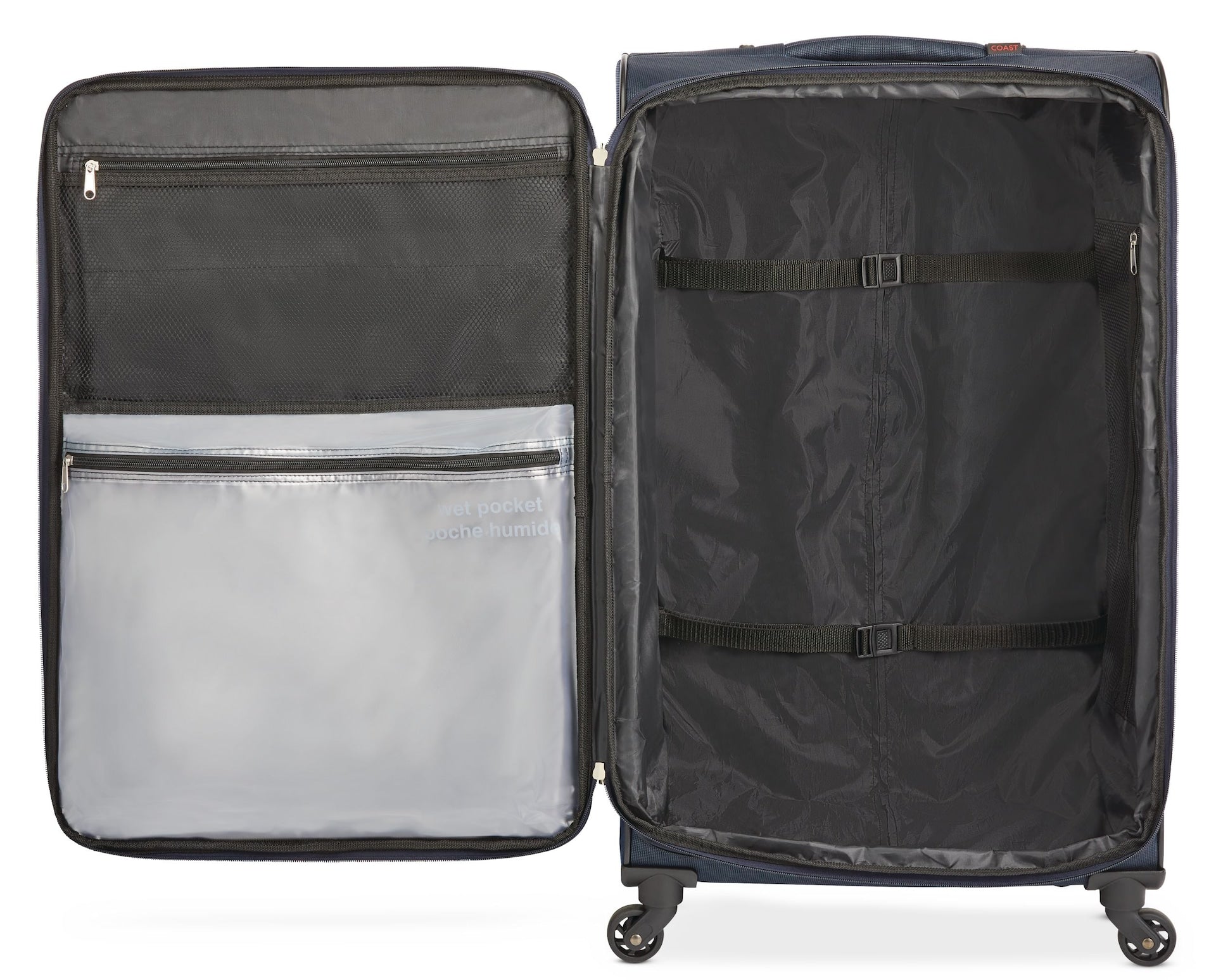 Outbound Coast Expandable Softside Spinner Wheel Travel 28-in Suitcase, Wet Pocket, Blue