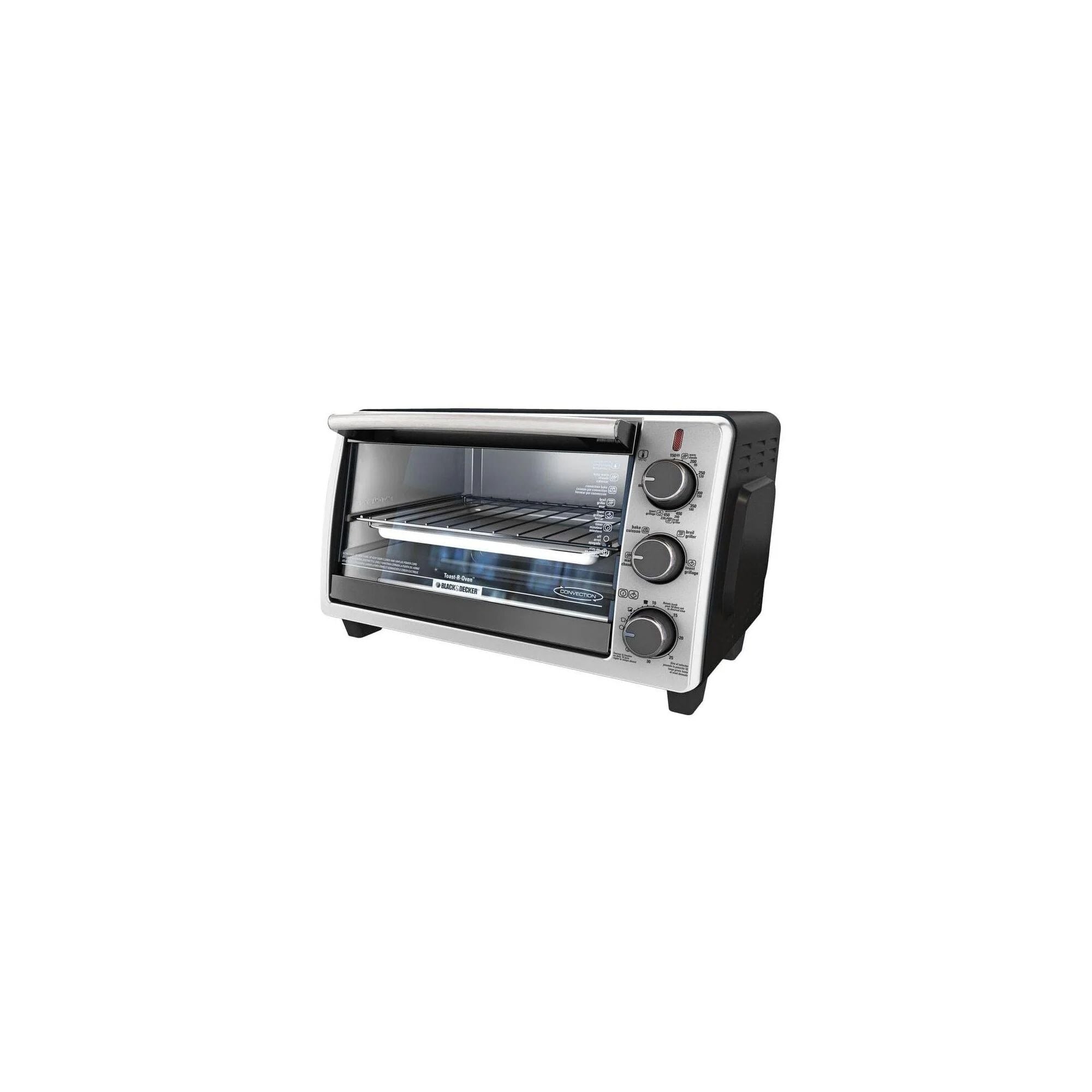 Black & Decker Toaster Oven with 4 Functions, Stainless Steel, 6-Slices