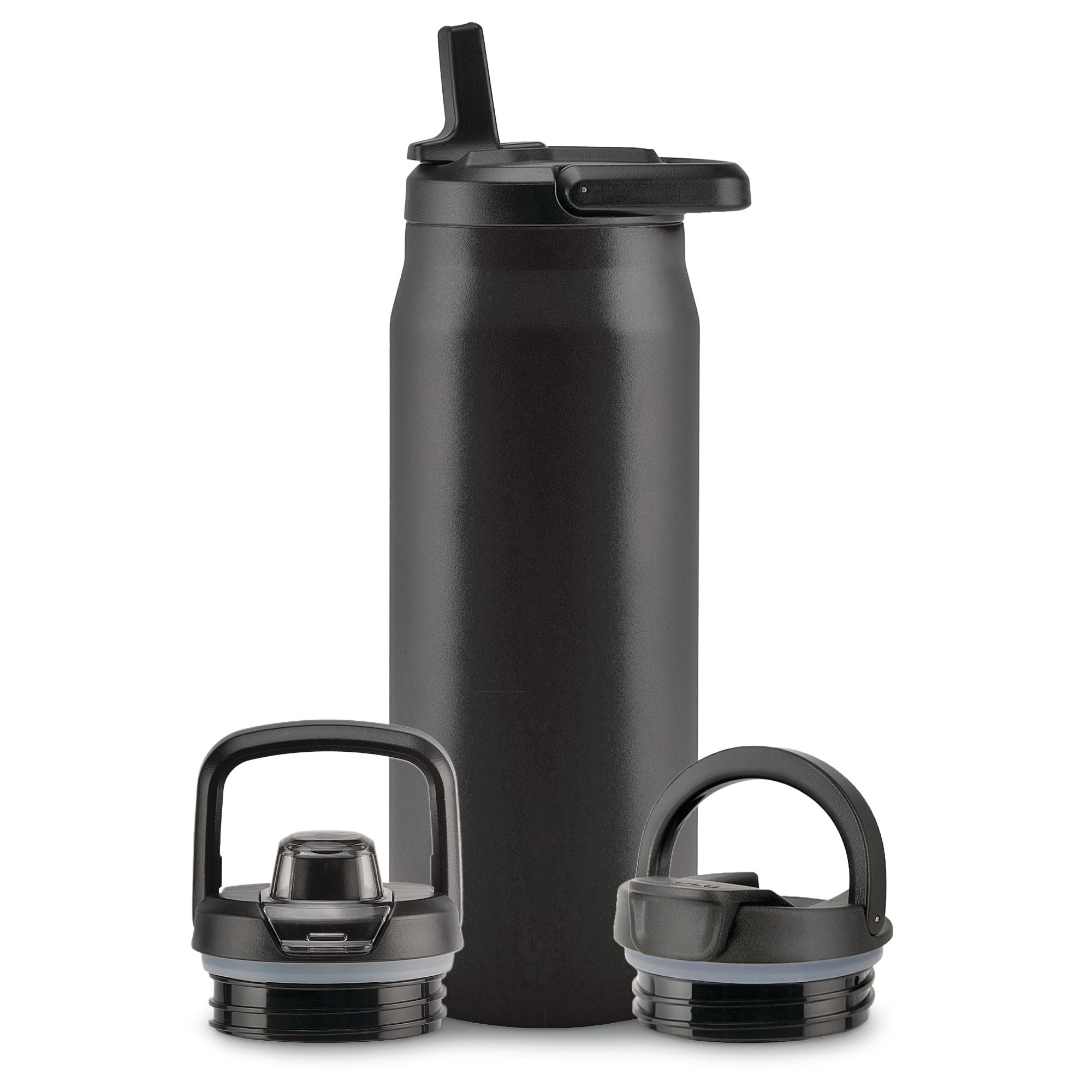 Zulu Core Vacuum Insulated Stainless Steel Bottle, 32-oz, Black, with Multi Lid