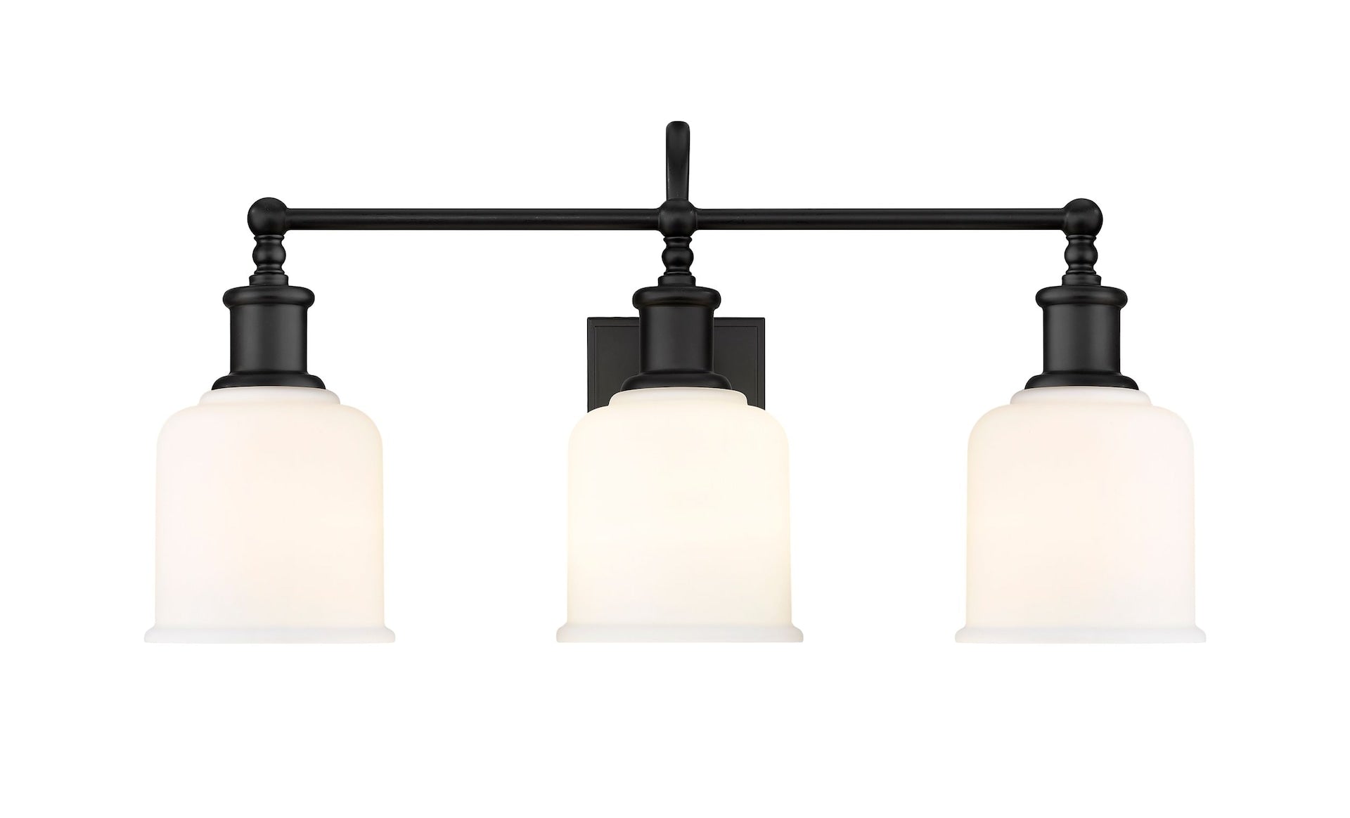 Z-Lite Bryant 3-Light Vanity Light, Black with Opal Shade