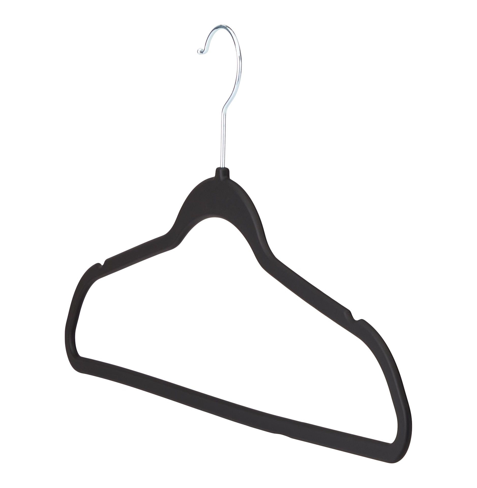 type A Rubberized Slim Non-Slip Hanger, Black 10-pk