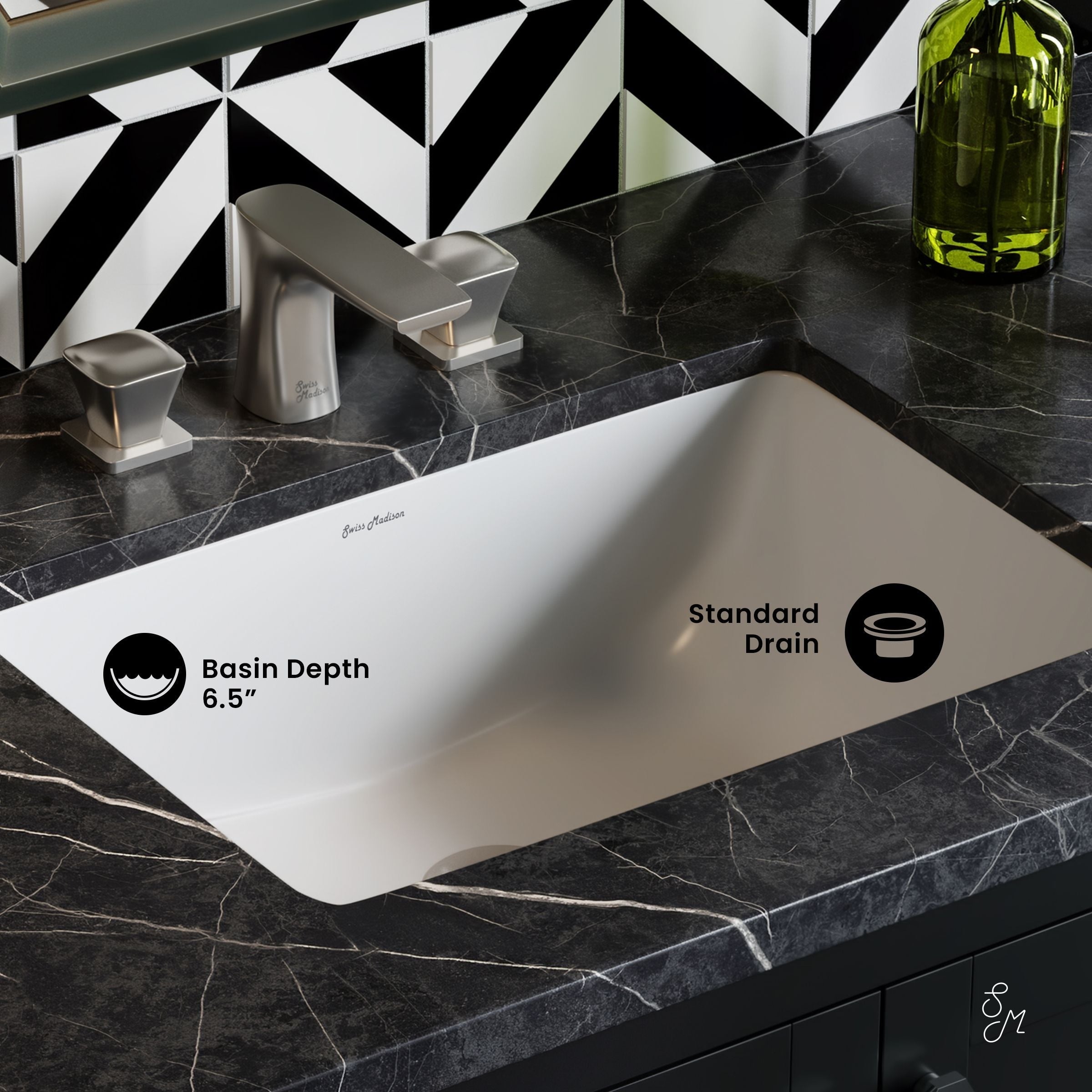 Swiss Madison Plaisir Rectangular Undermount Bathroom Sink, 21-in