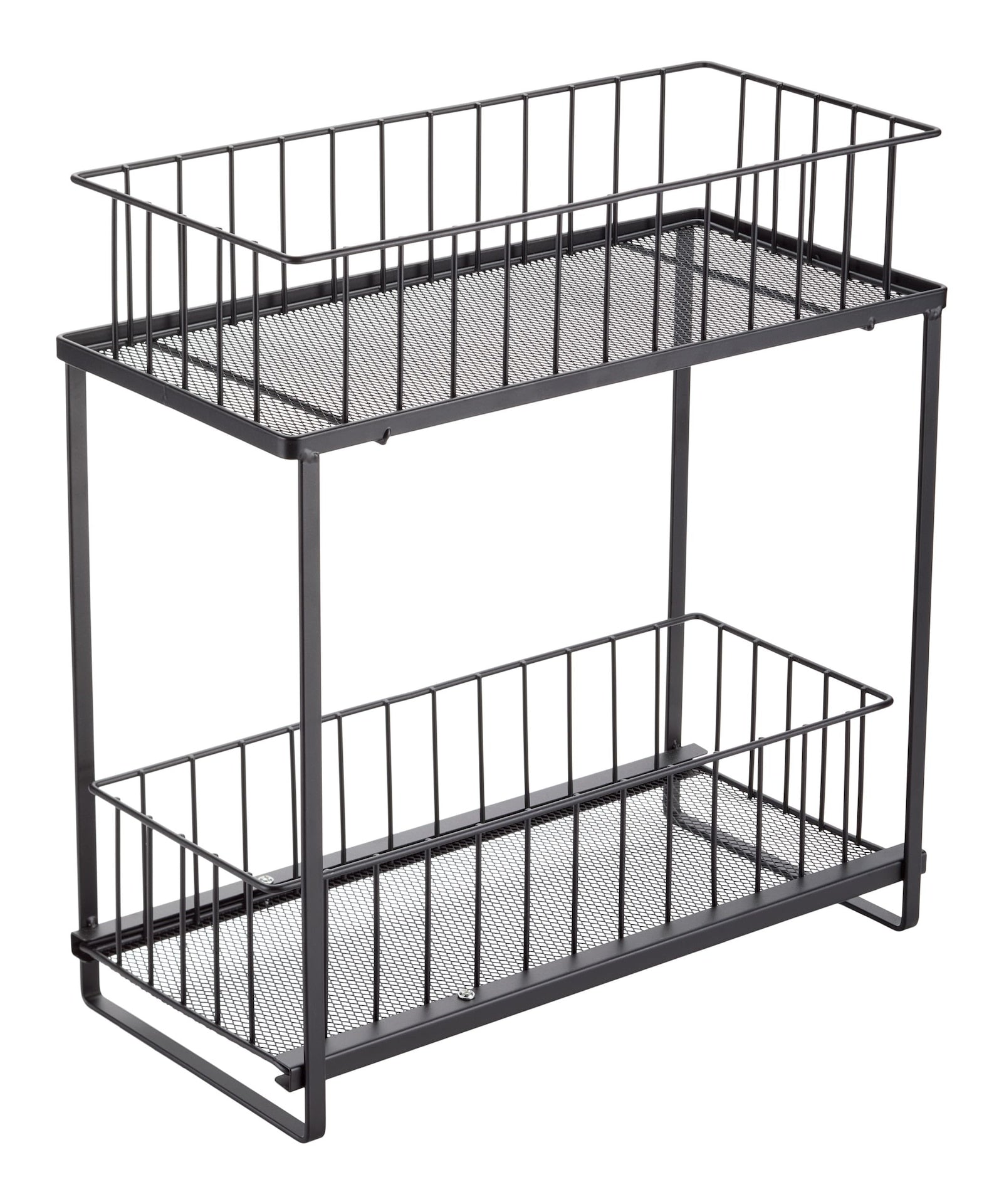 Type A 2-Tier Shower Organizer with Slide Out Basket, Black